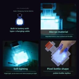 MC Game Night Light Change Color Liquid Medicine Bottle Model Pixel Wind Peripheral Toy Rechargeable Led Light for Room decorate