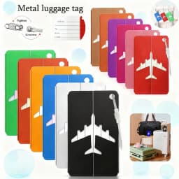 Aluminum Alloy Travel Luggage Tag Hanging Tag Suitcase Tag Plane With Name ID Cards Anti-lost Solid Color Travel Accessories.zmt
