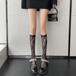 Lace Medium Tube Socks for Women Lolita Calf Socks JK Japanese Cute Sweet Long Tube Thin Lolita Stocking