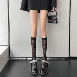 Lace Medium Tube Socks for Women Lolita Calf Socks JK Japanese Cute Sweet Long Tube Thin Lolita Stocking