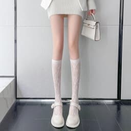 Lace Medium Tube Socks for Women Lolita Calf Socks JK Japanese Cute Sweet Long Tube Thin Lolita Stocking