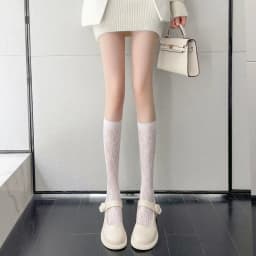 Lace Medium Tube Socks for Women Lolita Calf Socks JK Japanese Cute Sweet Long Tube Thin Lolita Stocking