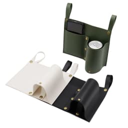 Camping Chair Pocket, Beach Chair Pouch with 2 Leather Pockets, Wheelchair Side Bag for Bedside/Outdoor/Beach/Camping