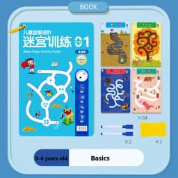 Concentration Maze Training Book Reusable Practice Copybook Pen Control Training Magical Montessori for Kids Education Book