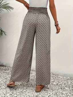 Spring Summer Women Elegant Wide Legs Pants Casual Vacation Beach Print Trousers Office Lady Loose High Waist Pants
