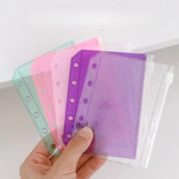 M5 Colofrful Binder Pockets Binder Zipper Folders For 6-ring Notebook Binder Waterproof Pvc Leaf Document Filing Bag