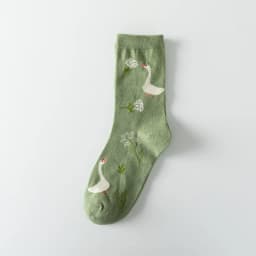Socks Women Autumn Winter Japanese Flower Cartoon Animal Goose Dog Bird Cute Hedgehog Soft Absorption Ins Cotton Mid-tube Sock