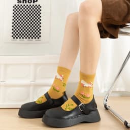 Socks Women Autumn Winter Japanese Flower Cartoon Animal Goose Dog Bird Cute Hedgehog Soft Absorption Ins Cotton Mid-tube Sock