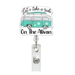Glitter Acrylic Medicine Bottle Nurse Badge Reel Retractable ID Badge Holder With 360 Rotating Alligator Clip Name Holder