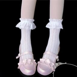 Women's Summer Spring Cotton Socks Thin White Lolita Lace Stocking Black Jk Bow Sweet Mid-leg Calf Socks Sweet Style Girls Gift