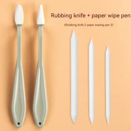 2Pcs Art Sketch Wipe Knife +20pcs Washable Brush Sponge Highlight Artist Drawing Correction Detail Eraser Pen Sketch Clean Tools