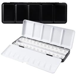 Empty Watercolor Palette, Metal Watercolor Tin with 26pcs Half Pans Paint Case with Lid Paint Box for Travel Gouache Oil Paintin