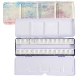 Empty Watercolor Palette, Metal Watercolor Tin with 26pcs Half Pans Paint Case with Lid Paint Box for Travel Gouache Oil Paintin