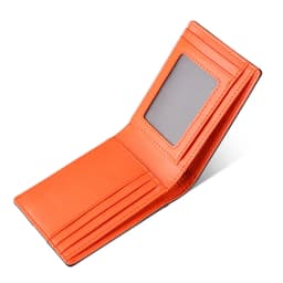Airtag Business Genuine Cow Leather Men Bifold Thin Wallet RFID Blocking Credit Bank Card Holder with ID Window Male Purse Black