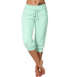 Classic Solid Color Jogging Pants Women Cotton Linen Capris Trousers Bandage Double Pocket Pants Summer Beach Vacation Wear