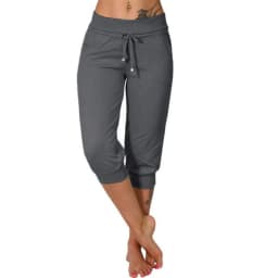 Classic Solid Color Jogging Pants Women Cotton Linen Capris Trousers Bandage Double Pocket Pants Summer Beach Vacation Wear