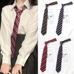 Polyester JK Necktie Simple Plaid Neckwear Striped Neck Tie Clothes Accessories Cravat Uniform Bow Tie Women Men