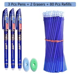 85Pcs/Set Erasable Pen Gel Pens Blue/Black ink Refills Rod Washable Handle School Writing Office Kawaii Stationery Gel Pen