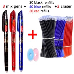 85Pcs/Set Erasable Pen Gel Pens Blue/Black ink Refills Rod Washable Handle School Writing Office Kawaii Stationery Gel Pen