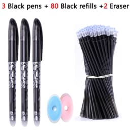 85Pcs/Set Erasable Pen Gel Pens Blue/Black ink Refills Rod Washable Handle School Writing Office Kawaii Stationery Gel Pen