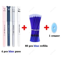 85Pcs/Set Erasable Pen Gel Pens Blue/Black ink Refills Rod Washable Handle School Writing Office Kawaii Stationery Gel Pen