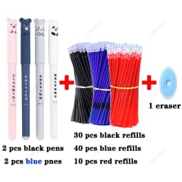 85Pcs/Set Erasable Pen Gel Pens Blue/Black ink Refills Rod Washable Handle School Writing Office Kawaii Stationery Gel Pen