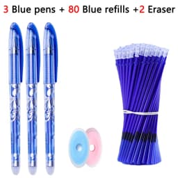 85Pcs/Set Erasable Pen Gel Pens Blue/Black ink Refills Rod Washable Handle School Writing Office Kawaii Stationery Gel Pen