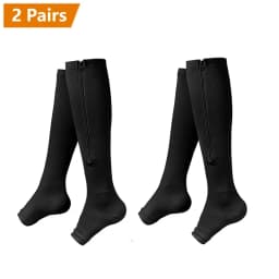1/2/3 Pairs Compression Socks With Zipper Open Toe Calf Knee Socks Women Medical Edema Varicose Vein Care Socks Running Outdoors