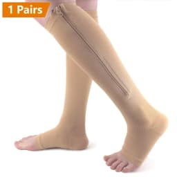 1/2/3 Pairs Compression Socks With Zipper Open Toe Calf Knee Socks Women Medical Edema Varicose Vein Care Socks Running Outdoors
