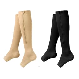 1/2/3 Pairs Compression Socks With Zipper Open Toe Calf Knee Socks Women Medical Edema Varicose Vein Care Socks Running Outdoors