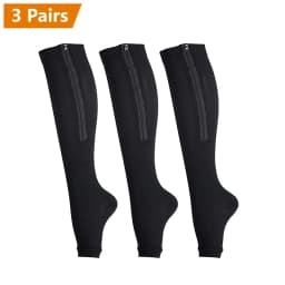 1/2/3 Pairs Compression Socks With Zipper Open Toe Calf Knee Socks Women Medical Edema Varicose Vein Care Socks Running Outdoors