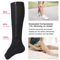 1/2/3 Pairs Compression Socks With Zipper Open Toe Calf Knee Socks Women Medical Edema Varicose Vein Care Socks Running Outdoors