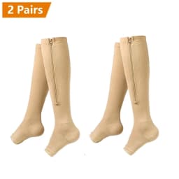 1/2/3 Pairs Compression Socks With Zipper Open Toe Calf Knee Socks Women Medical Edema Varicose Vein Care Socks Running Outdoors
