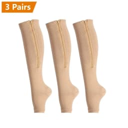 1/2/3 Pairs Compression Socks With Zipper Open Toe Calf Knee Socks Women Medical Edema Varicose Vein Care Socks Running Outdoors