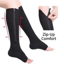 1/2/3 Pairs Compression Socks With Zipper Open Toe Calf Knee Socks Women Medical Edema Varicose Vein Care Socks Running Outdoors
