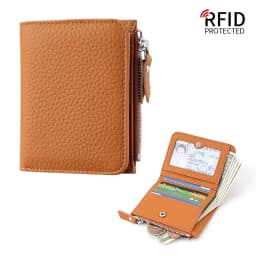 Genuine Leather Women Small Rfid Wallets with Zipper Coin Pocket Fashion Woman Short Bifold Money Purse Multi Card Holder Wallet