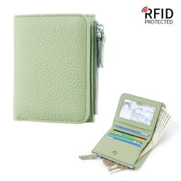 Genuine Leather Women Small Rfid Wallets with Zipper Coin Pocket Fashion Woman Short Bifold Money Purse Multi Card Holder Wallet
