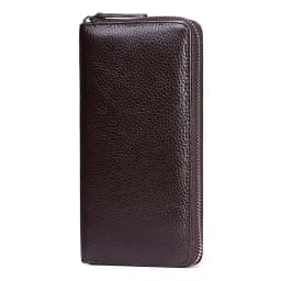HUMERPAUL Genuine Leather Wallet RFID Blocking Clutch Bag Wallet Card Holder Coin Purse Zipper Male Long Black/Coffee Wallet