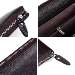 HUMERPAUL Genuine Leather Wallet RFID Blocking Clutch Bag Wallet Card Holder Coin Purse Zipper Male Long Black/Coffee Wallet
