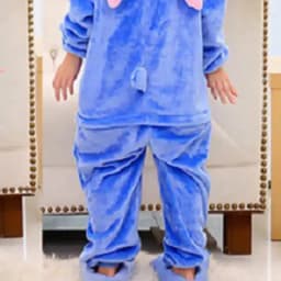 Children's One-Piece Sleep Adult Flannel Cartoon Animal Blue Pajamas Children's Performance Onesie