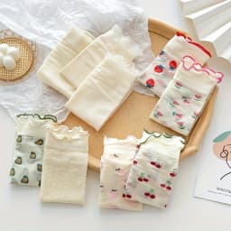 Randomly 5 pairs of socks mid length socks spring and summer thin lace socks cute breathable socks