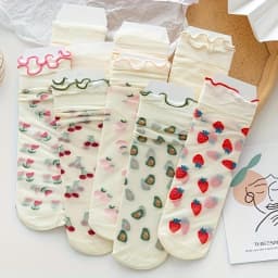 Randomly 5 pairs of socks mid length socks spring and summer thin lace socks cute breathable socks