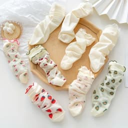 Randomly 5 pairs of socks mid length socks spring and summer thin lace socks cute breathable socks