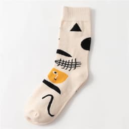 Women's Japanese Colorful Cartoon Mid Tube Socks Unisex Cute Funny Happy Heart Avocado Flamingo Red Lip Sokken Gift