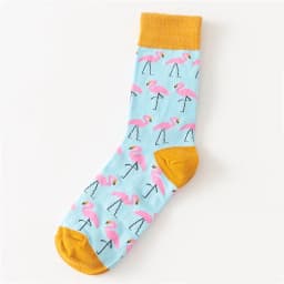 Women's Japanese Colorful Cartoon Mid Tube Socks Unisex Cute Funny Happy Heart Avocado Flamingo Red Lip Sokken Gift