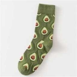 Women's Japanese Colorful Cartoon Mid Tube Socks Unisex Cute Funny Happy Heart Avocado Flamingo Red Lip Sokken Gift