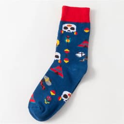 Women's Japanese Colorful Cartoon Mid Tube Socks Unisex Cute Funny Happy Heart Avocado Flamingo Red Lip Sokken Gift