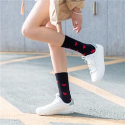 Women's Japanese Colorful Cartoon Mid Tube Socks Unisex Cute Funny Happy Heart Avocado Flamingo Red Lip Sokken Gift