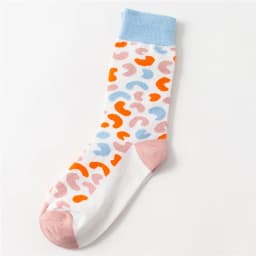 Women's Japanese Colorful Cartoon Mid Tube Socks Unisex Cute Funny Happy Heart Avocado Flamingo Red Lip Sokken Gift