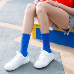 Women's Japanese Colorful Cartoon Mid Tube Socks Unisex Cute Funny Happy Heart Avocado Flamingo Red Lip Sokken Gift